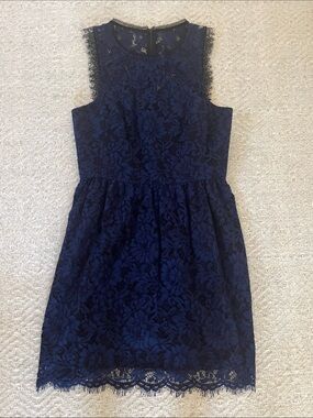Blue and black lace cocktail dress worn once
